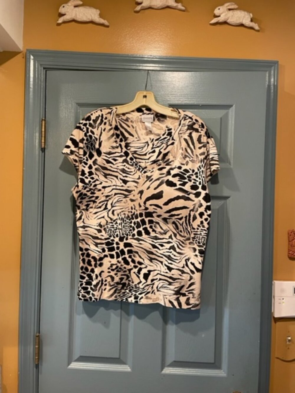 Chicos vintage jungle animal print short sleeved top, XL, very good condition
